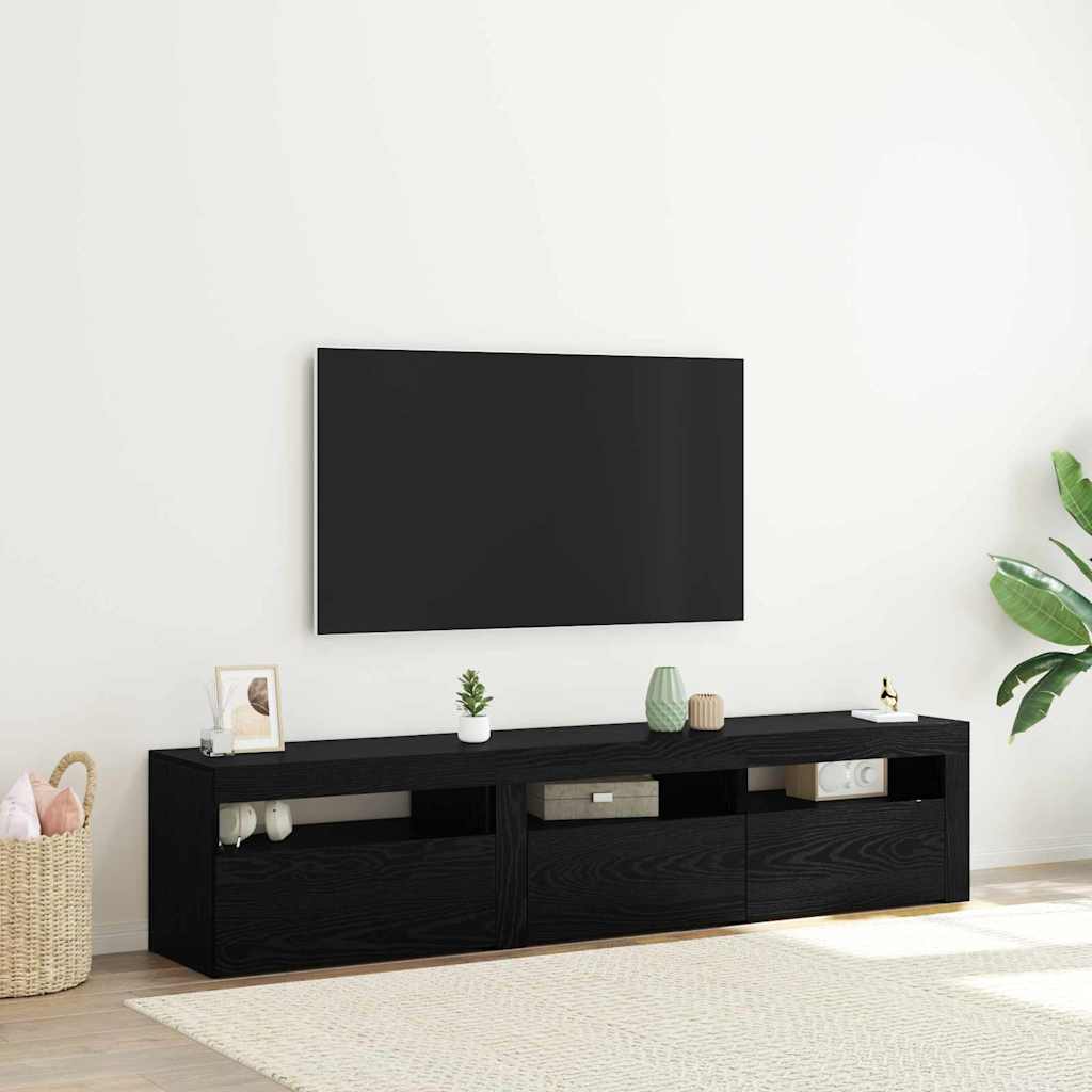 Cabinet TV 2 pcs Stejar Negru 180 x 35 x 40 cm Lemn compozit GartenMobel Dekor