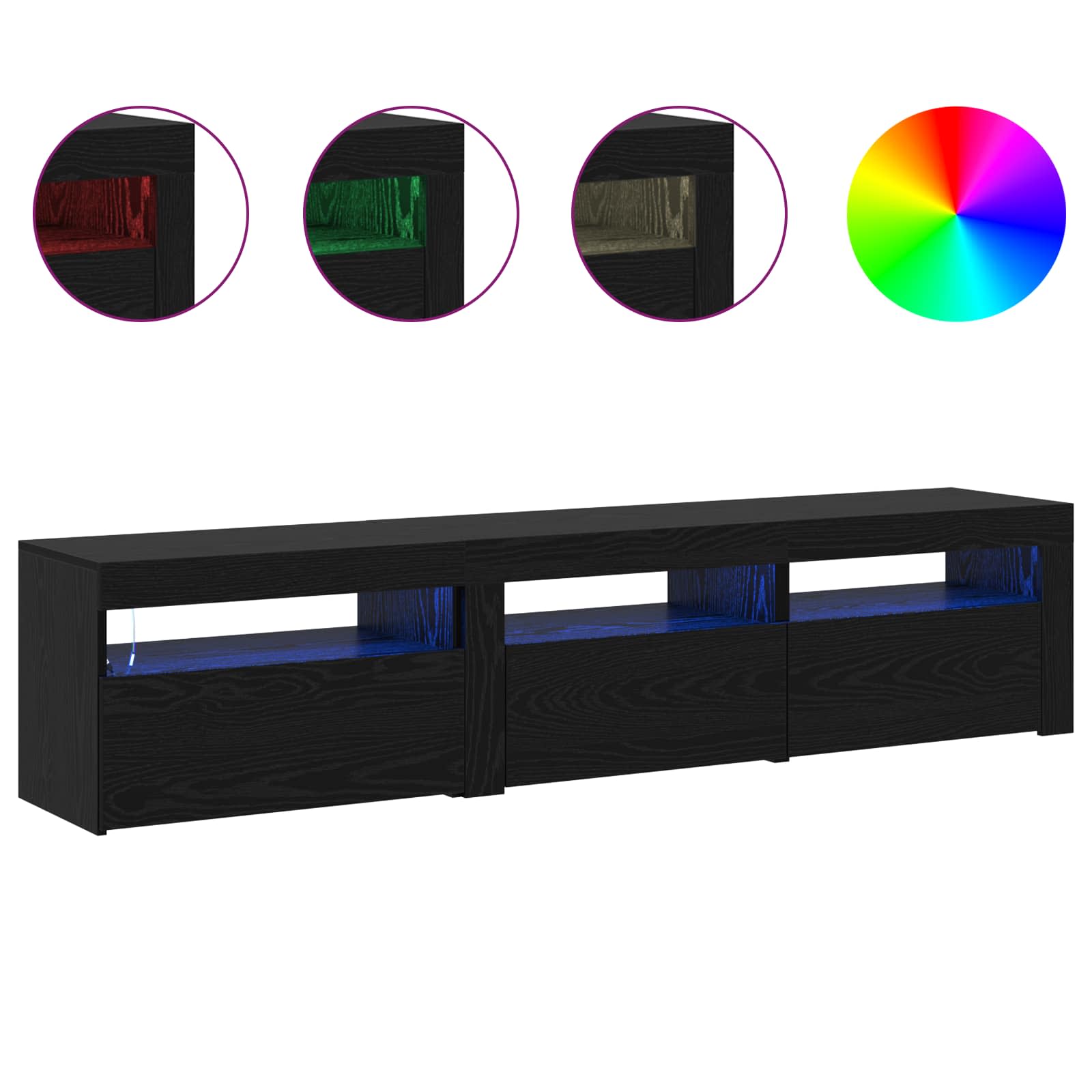 Cabinet TV 2 pcs Stejar Negru 180 x 35 x 40 cm Lemn compozit GartenMobel Dekor