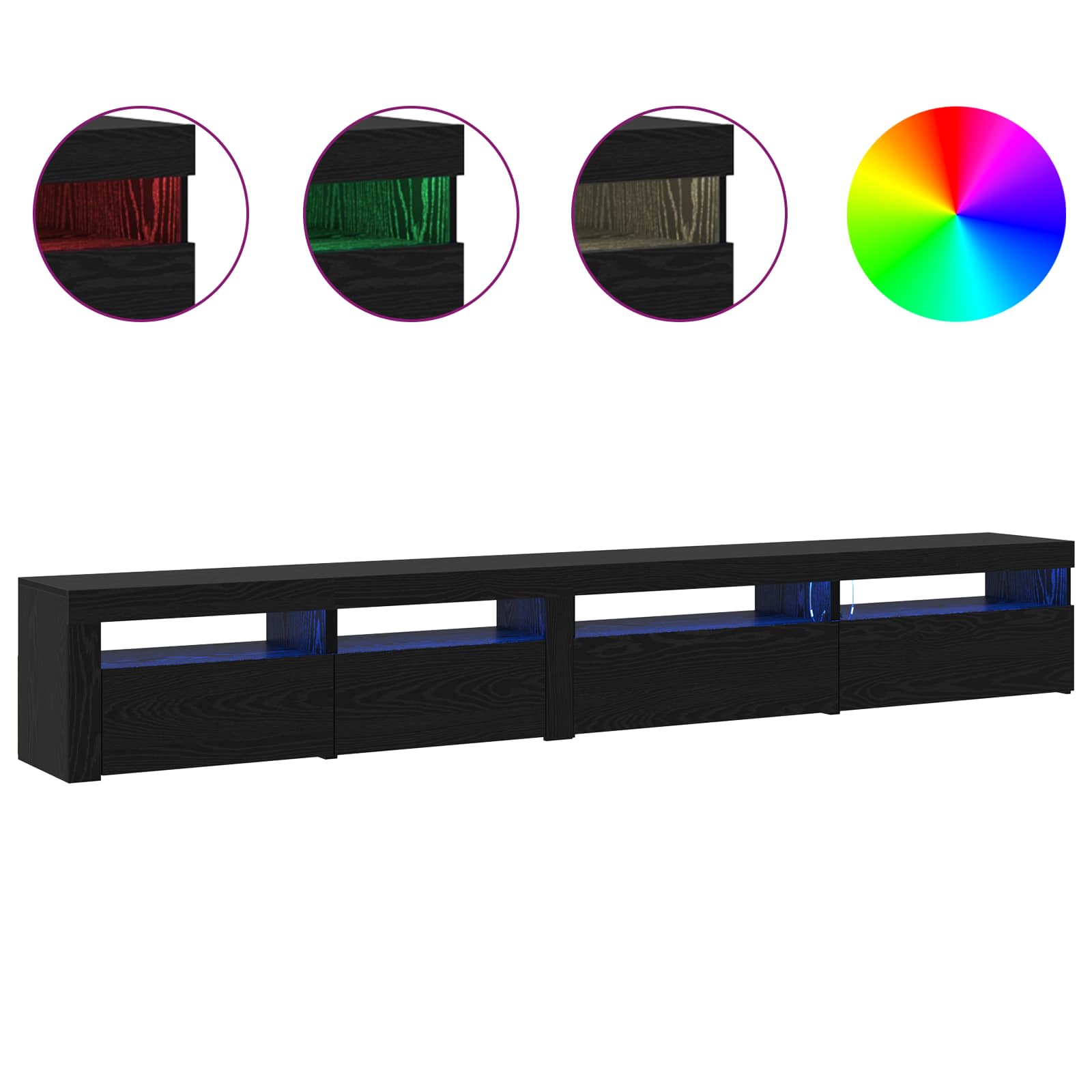 Set comodă TV 3 pcs Stejar Negru 270 x 35 x 40 cm Lemn compozit GartenMobel Dekor