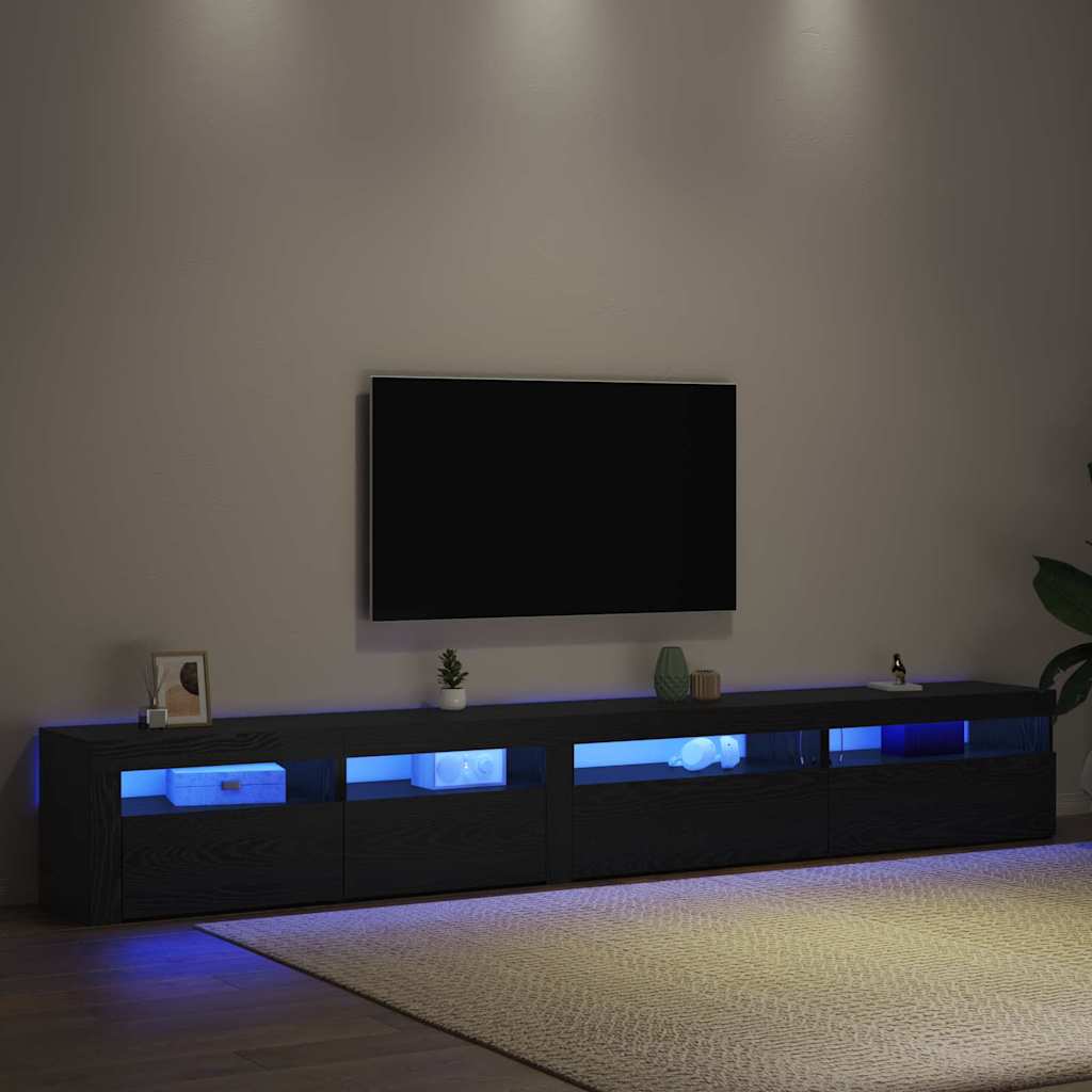 Set comodă TV 3 pcs Stejar Negru 270 x 35 x 40 cm Lemn compozit GartenMobel Dekor