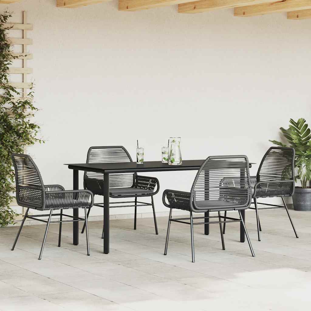Set de sufragerie de grădină 5 piese neagră Sticlă Poly Rattan GartenMobel Dekor