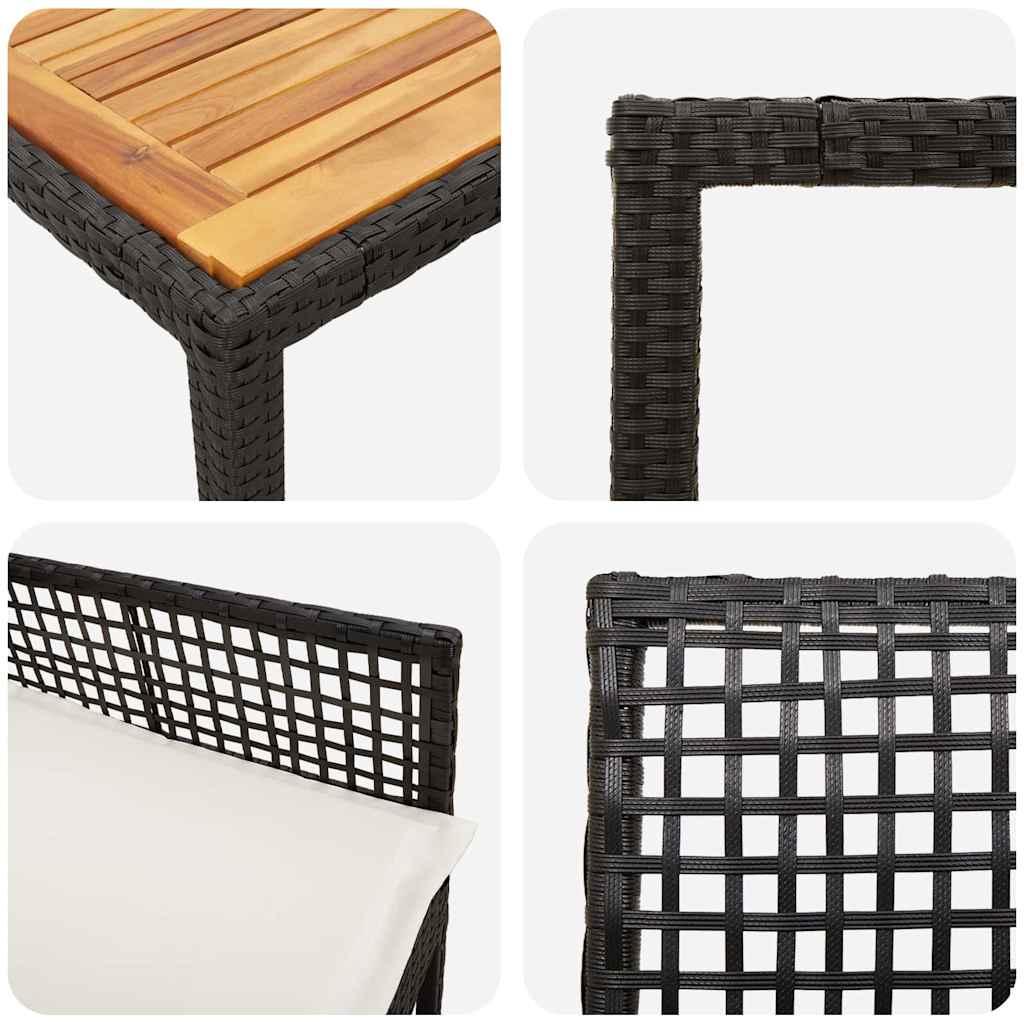 Set de masă pentru grădină 3 pcs Negru poliratan GartenMobel Dekor