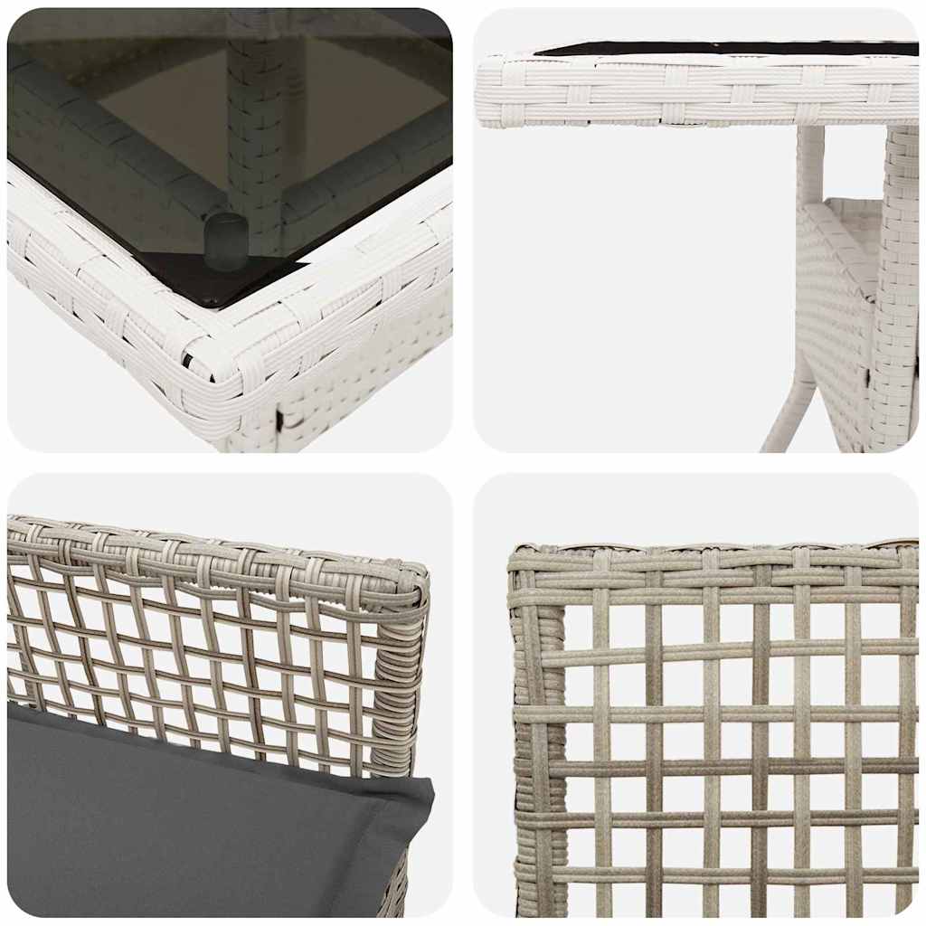 Set de masă pentru grădină 3 pcs Gri deschis poliratan GartenMobel Dekor