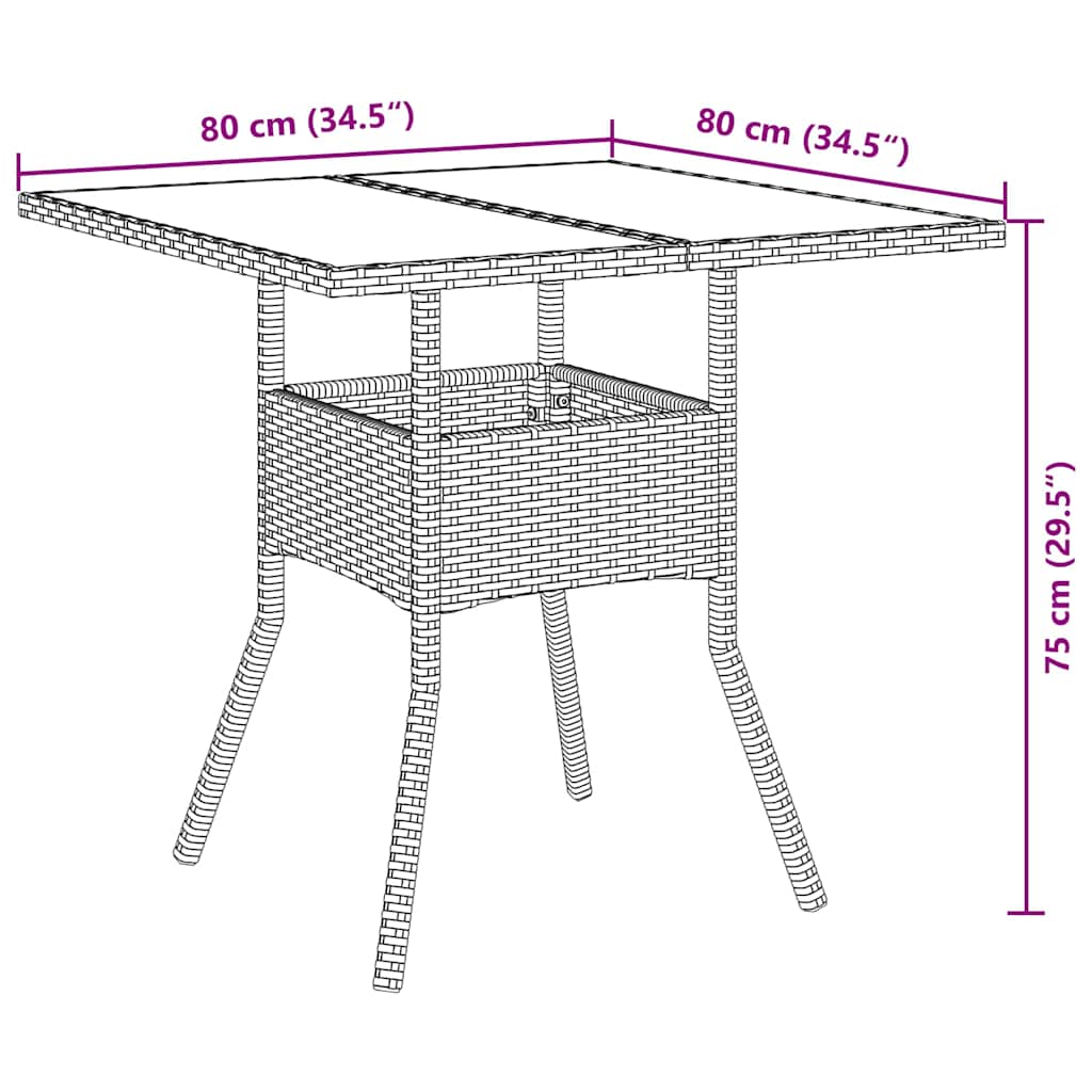 Set de masă pentru grădină 3 pcs Gri poliratan GartenMobel Dekor