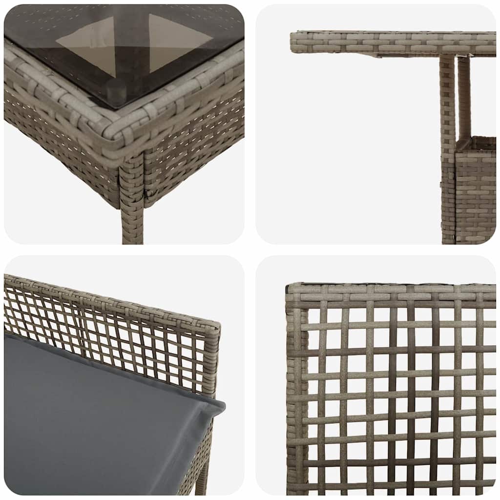 Set de masă pentru grădină 3 pcs Gri poliratan GartenMobel Dekor