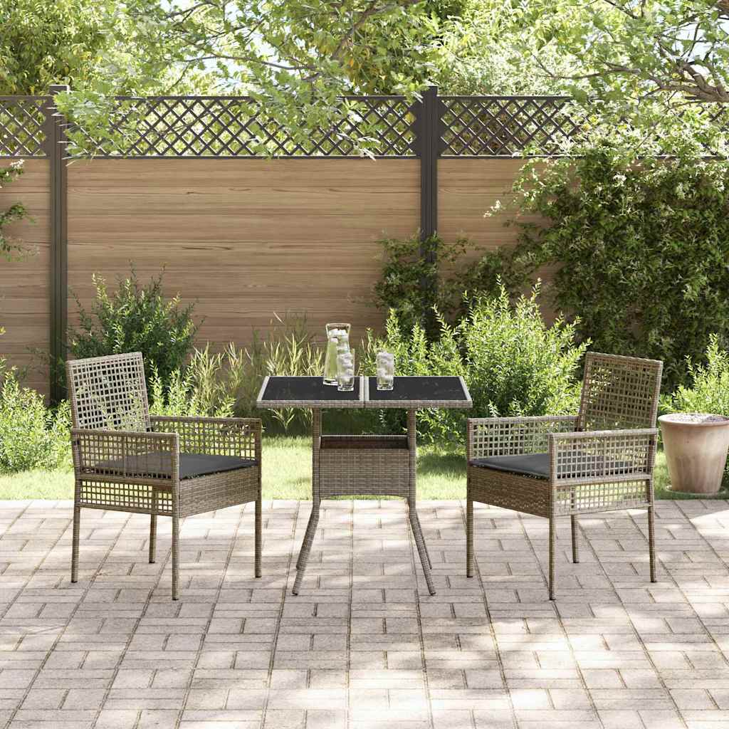 Set de masă pentru grădină 3 pcs Gri poliratan GartenMobel Dekor
