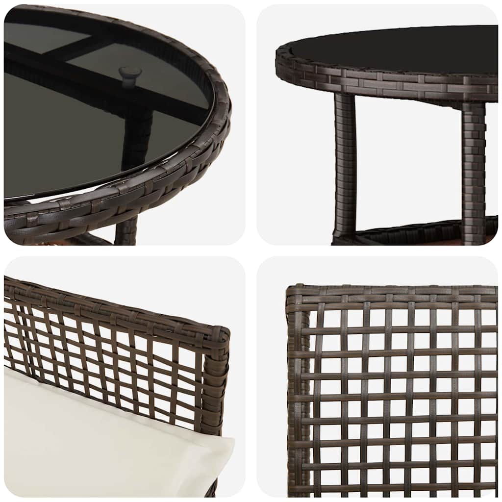 Set de masă pentru grădină 3 pcs Maro poliratan GartenMobel Dekor