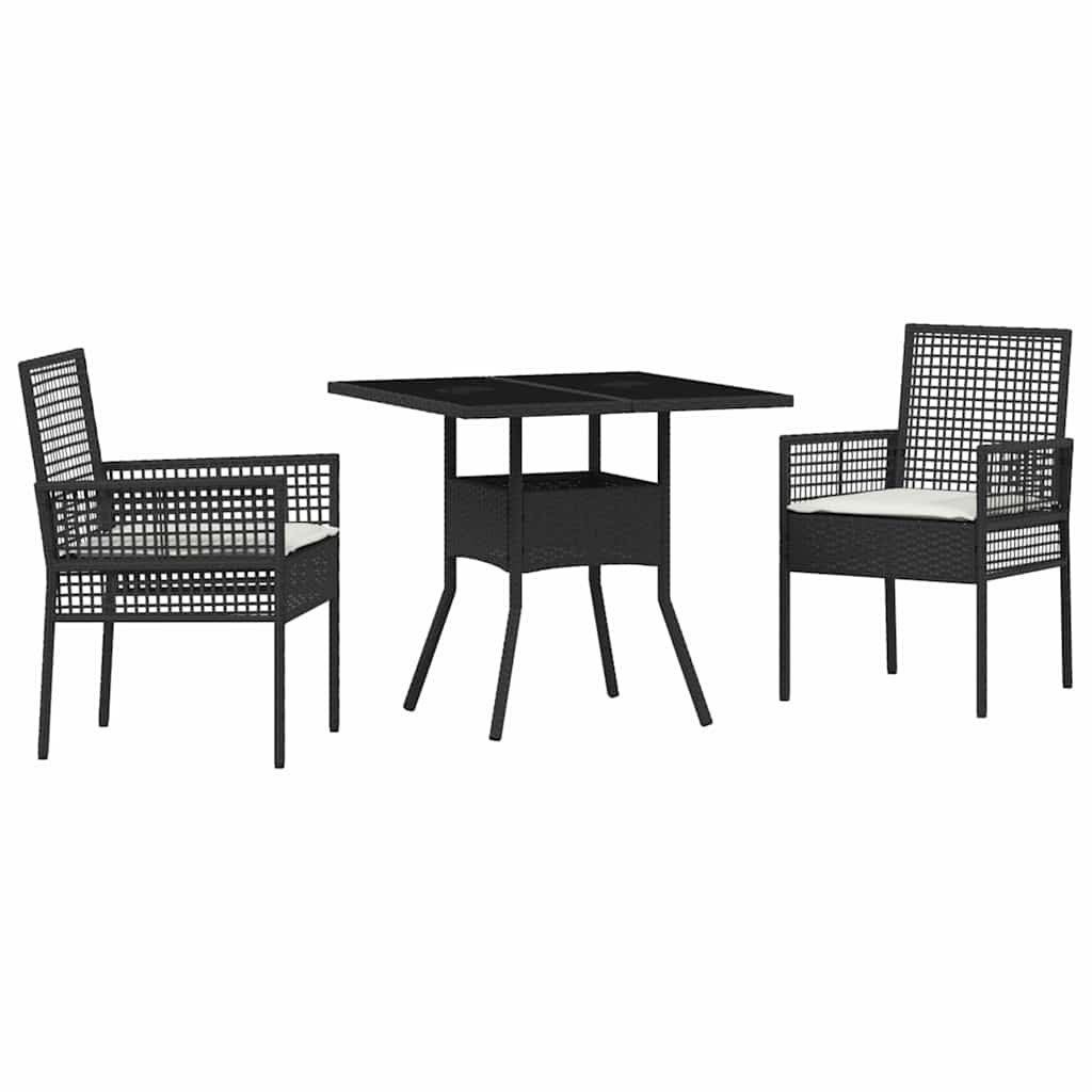 Set de masă pentru grădină 3 pcs Negru poliratan GartenMobel Dekor