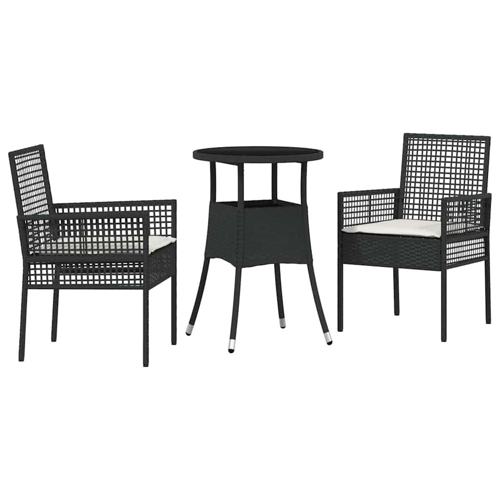 Set de masă pentru grădină 3 pcs Negru poliratan GartenMobel Dekor