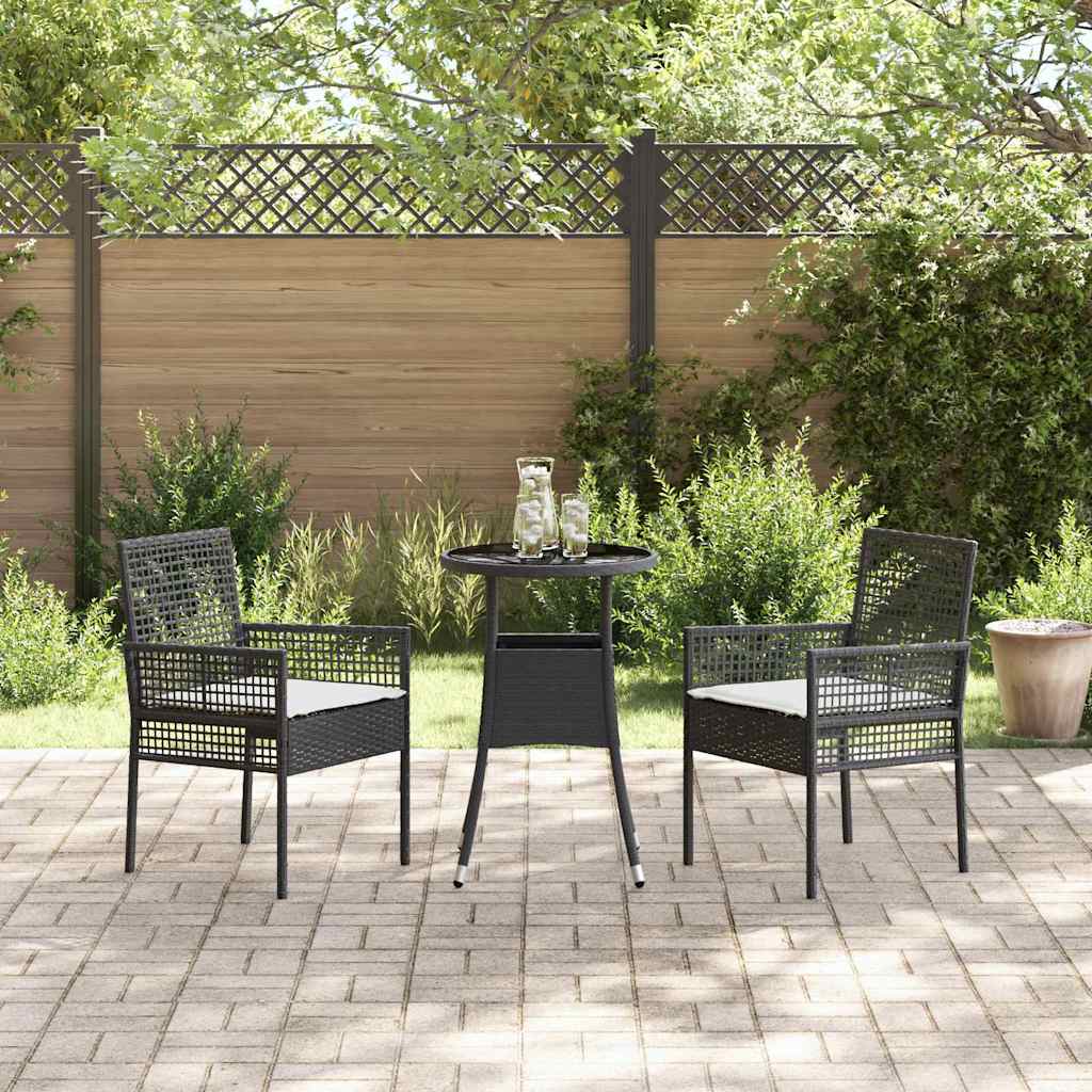 Set de masă pentru grădină 3 pcs Negru poliratan GartenMobel Dekor