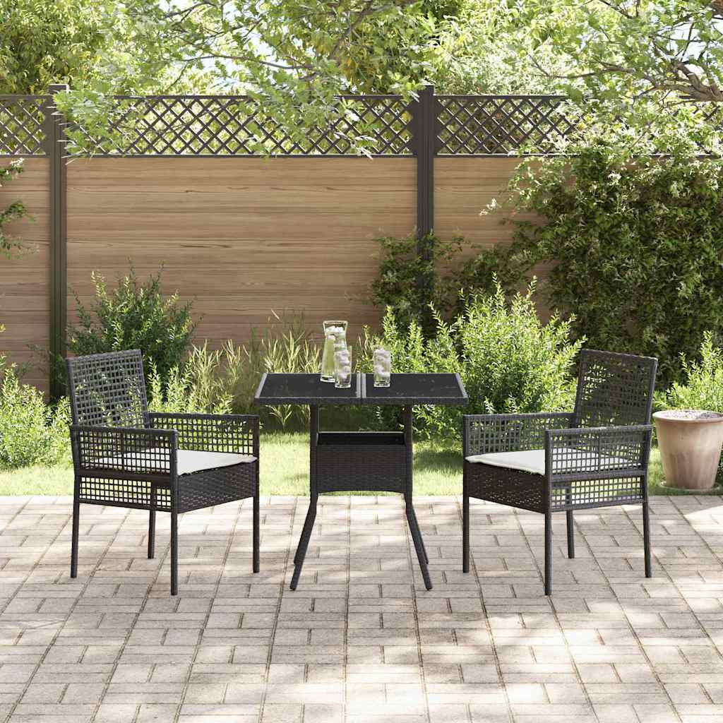 Set de masă pentru grădină 3 pcs Negru poliratan GartenMobel Dekor