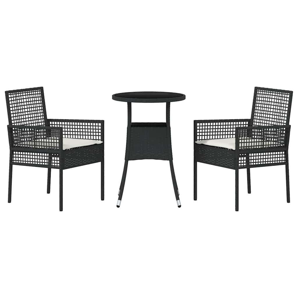 Set de masă pentru grădină 3 pcs Negru poliratan GartenMobel Dekor