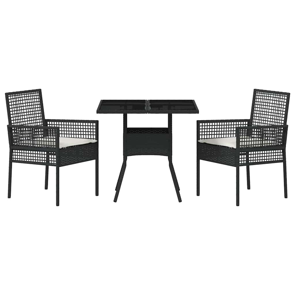 Set de masă pentru grădină 3 pcs Negru poliratan GartenMobel Dekor