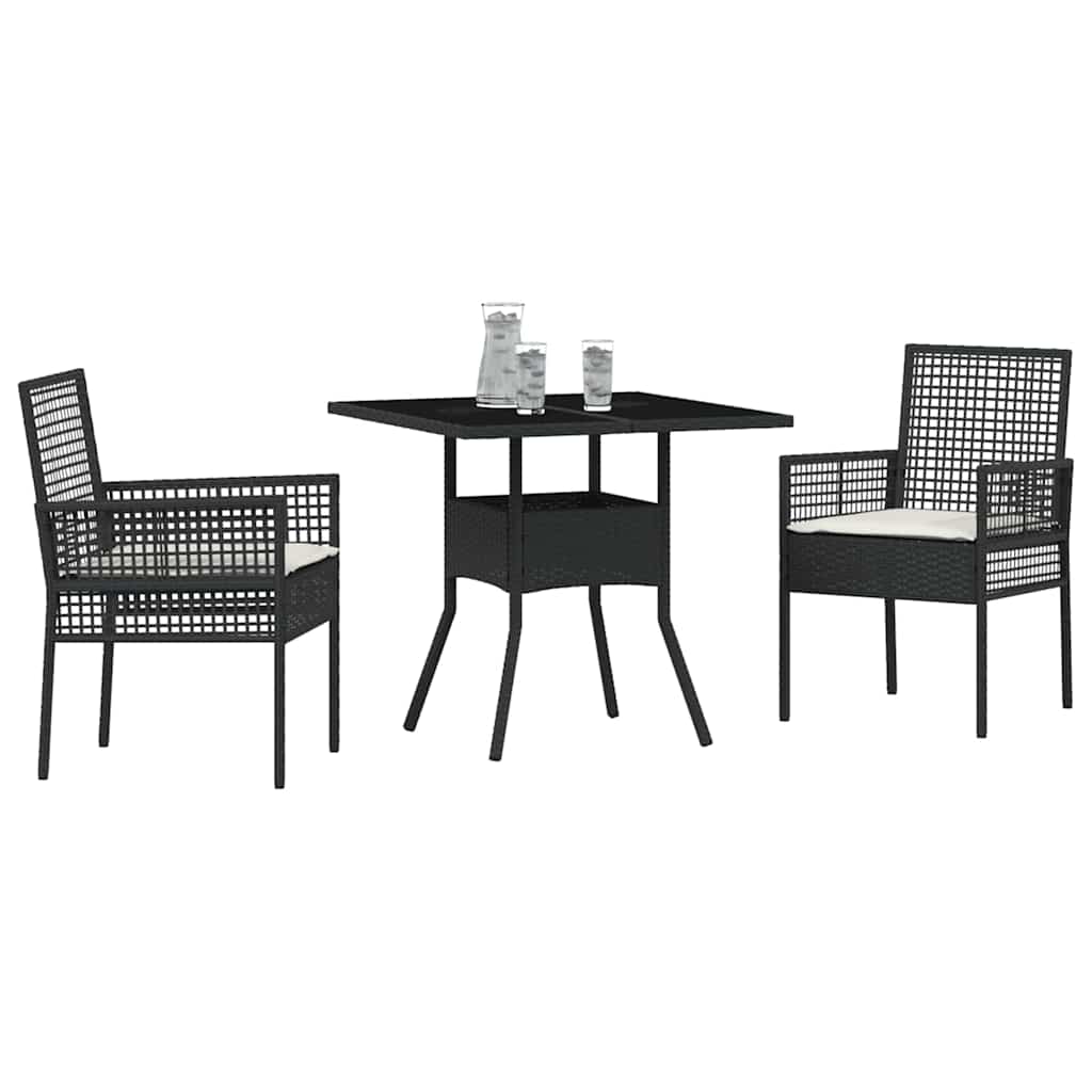 Set de masă pentru grădină 3 pcs Negru poliratan GartenMobel Dekor