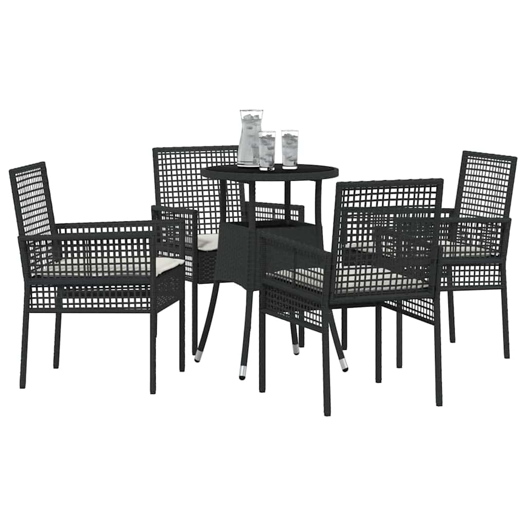 Set de masă pentru grădină 5 pcs Negru poliratan GartenMobel Dekor