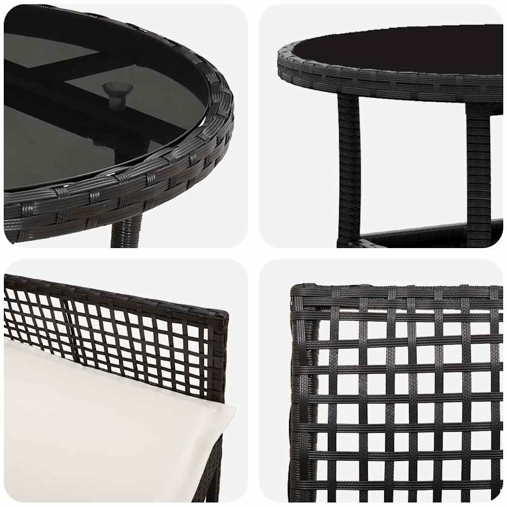Set de masă pentru grădină 5 pcs Negru poliratan GartenMobel Dekor