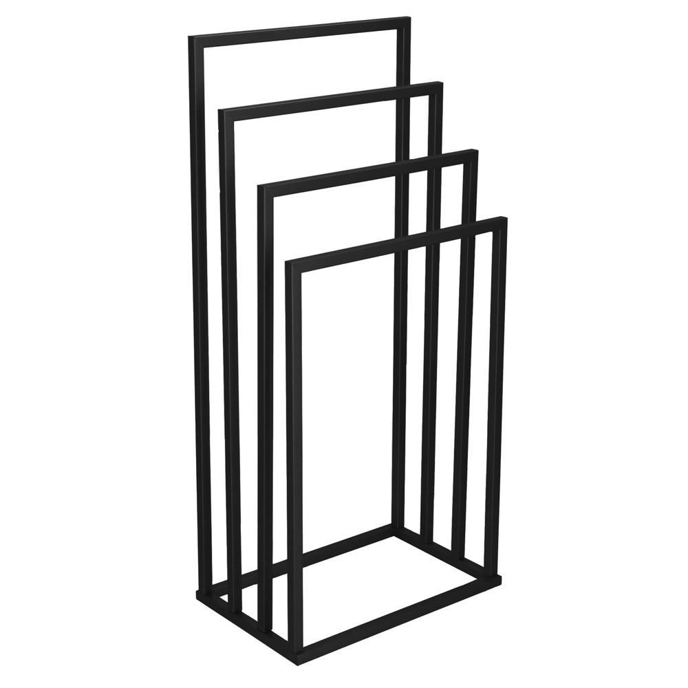 Suport pentru prosoape de baie din metal, cu 4 bare, 96 cm, negru mat