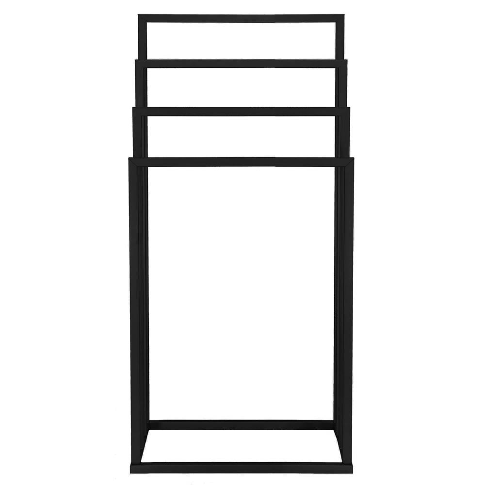 Suport pentru prosoape de baie din metal, cu 4 bare, 96 cm, negru mat