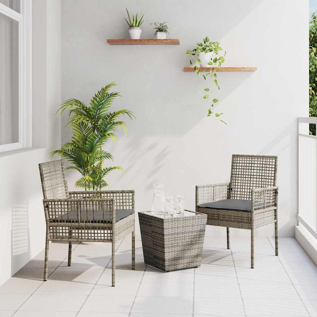 Set Bistro de Grădină 3 pcs Gri poliratan GartenMobel Dekor