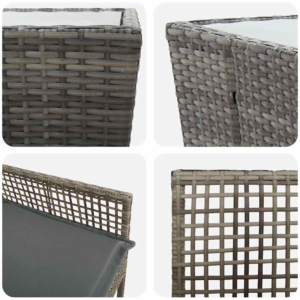 Set Bistro de Grădină 3 pcs Gri poliratan GartenMobel Dekor