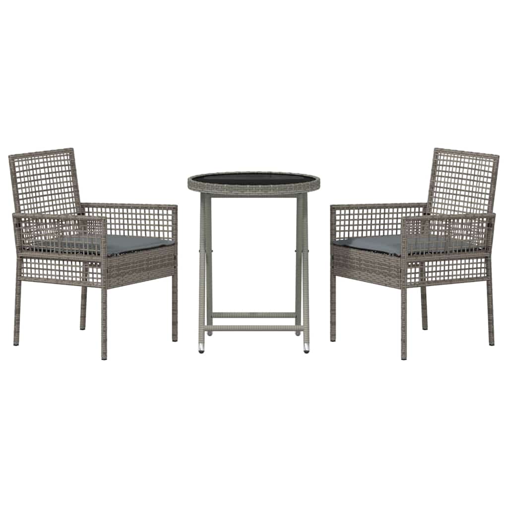 Set Bistro de Grădină 3 pcs Gri poliratan GartenMobel Dekor