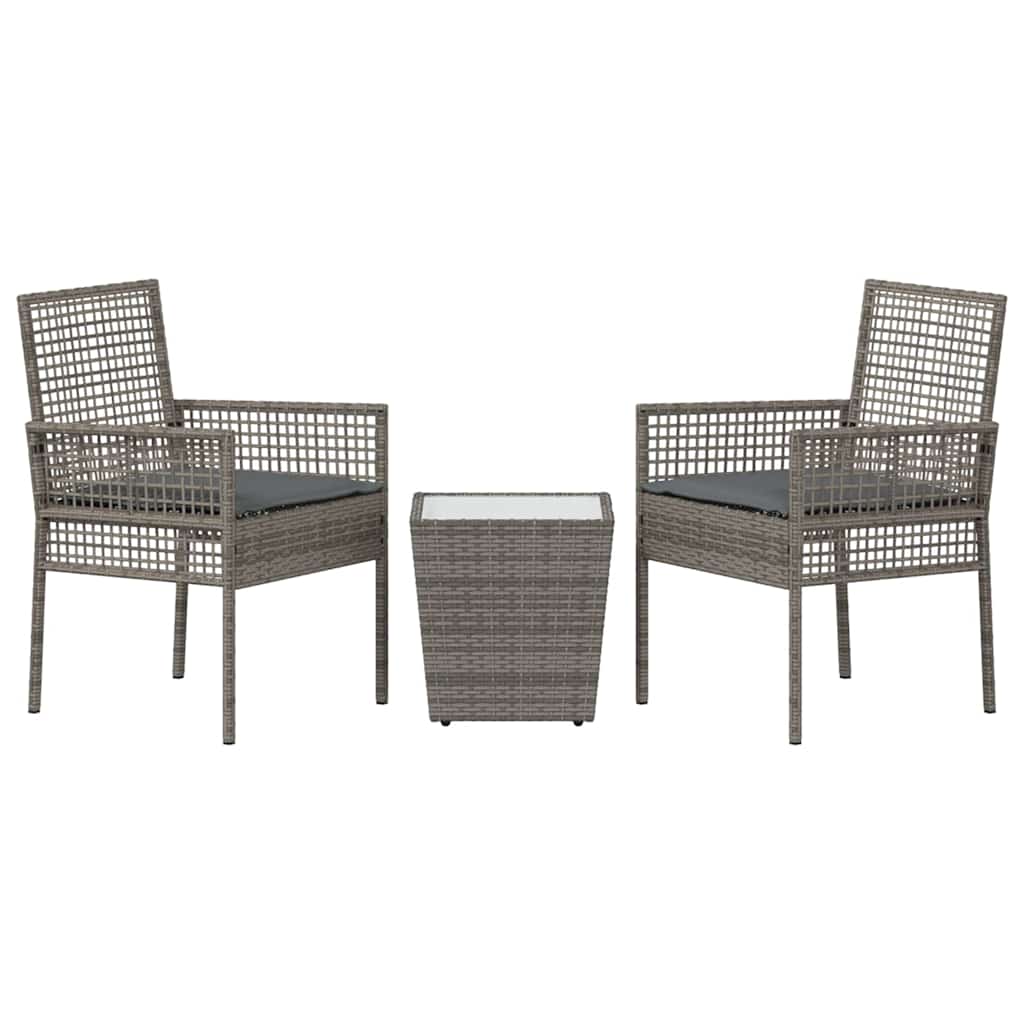 Set Bistro de Grădină 3 pcs Gri poliratan GartenMobel Dekor