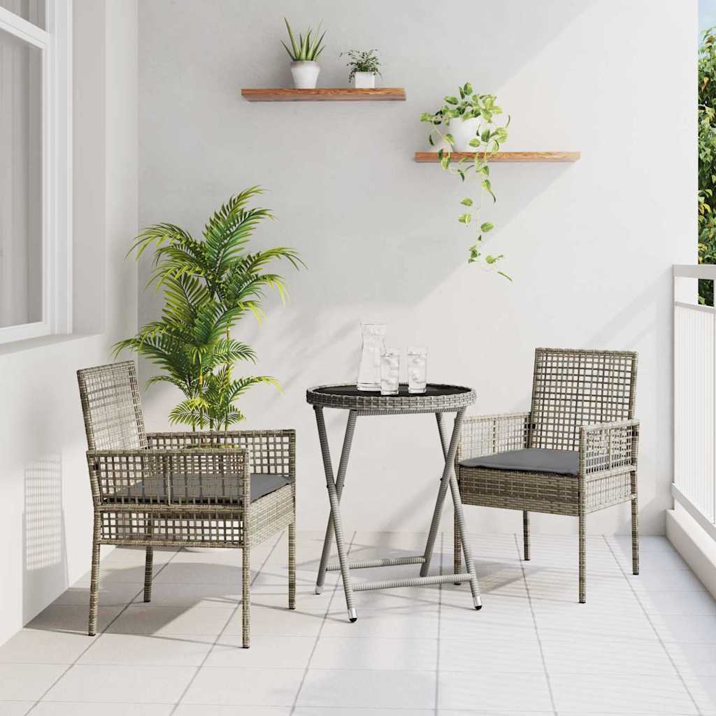 Set Bistro de Grădină 3 pcs Gri poliratan GartenMobel Dekor