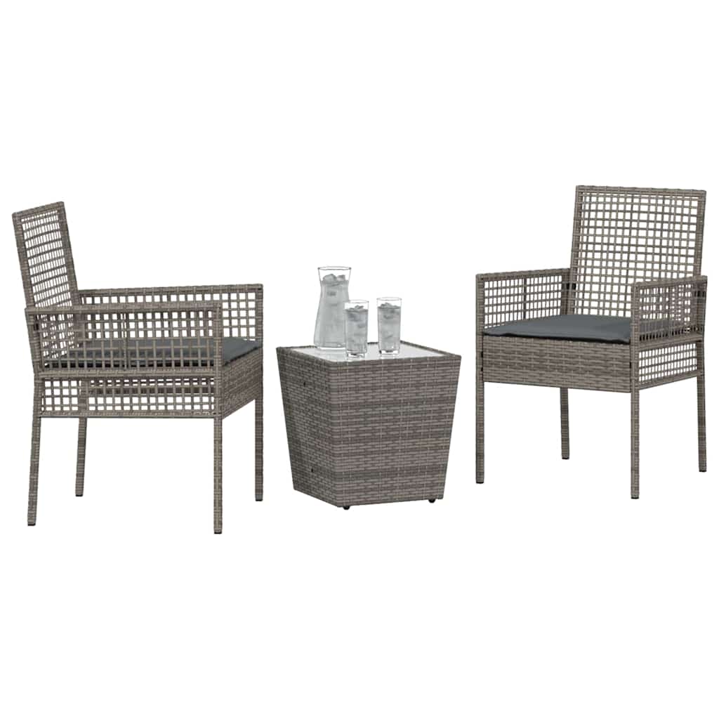 Set Bistro de Grădină 3 pcs Gri poliratan GartenMobel Dekor