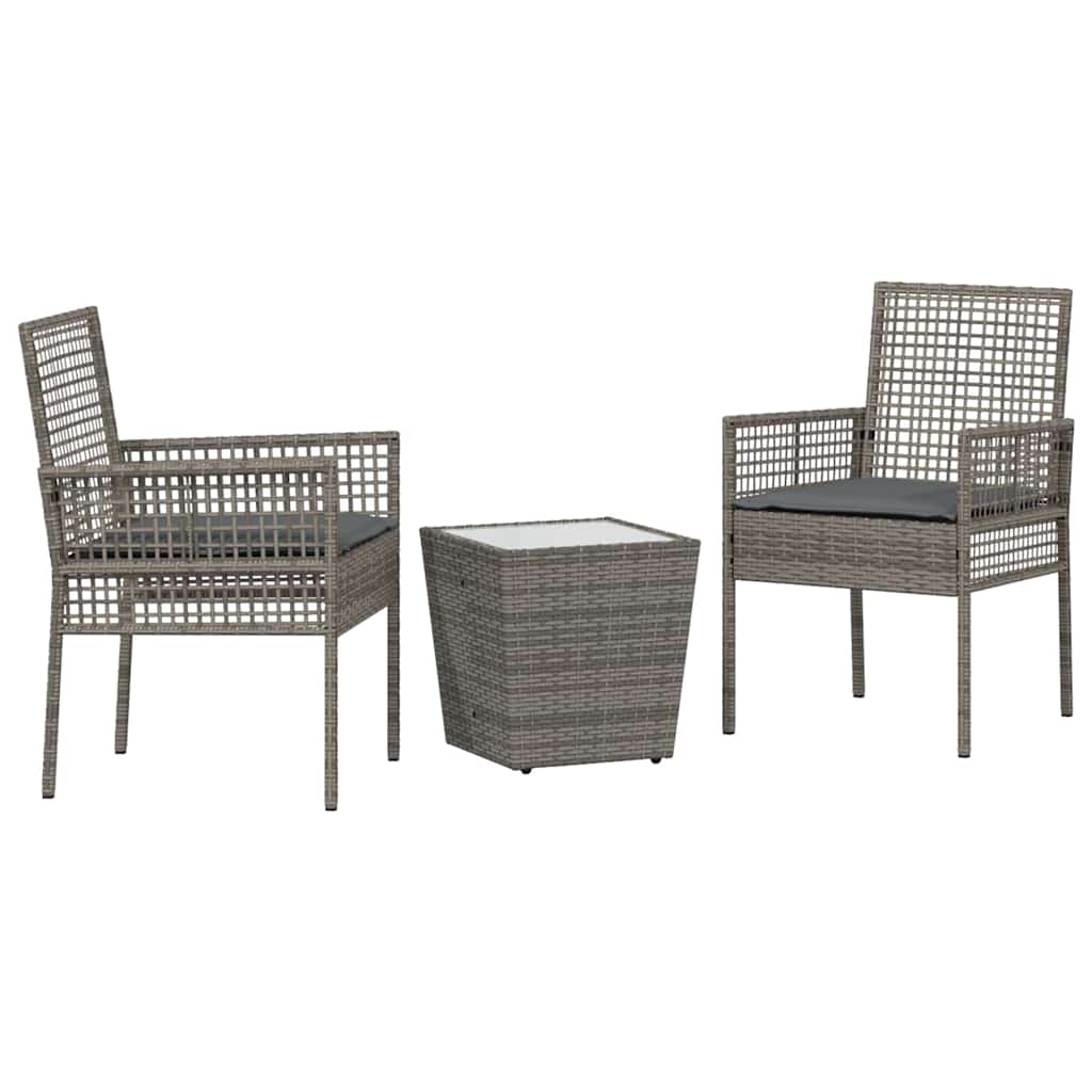 Set Bistro de Grădină 3 pcs Gri poliratan GartenMobel Dekor