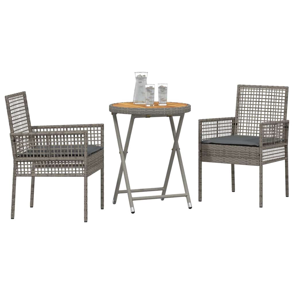 Set Bistro de Grădină 3 pcs Gri poliratan GartenMobel Dekor