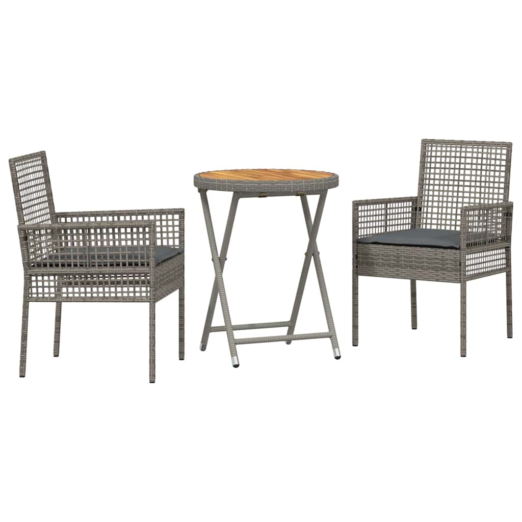 Set Bistro de Grădină 3 pcs Gri poliratan GartenMobel Dekor