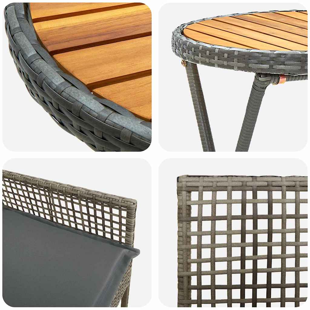Set Bistro de Grădină 3 pcs Gri poliratan GartenMobel Dekor