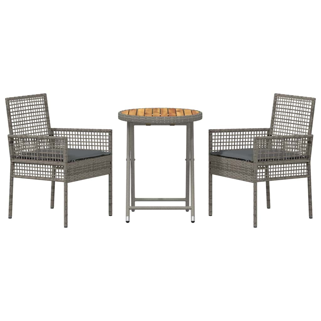 Set Bistro de Grădină 3 pcs Gri poliratan GartenMobel Dekor