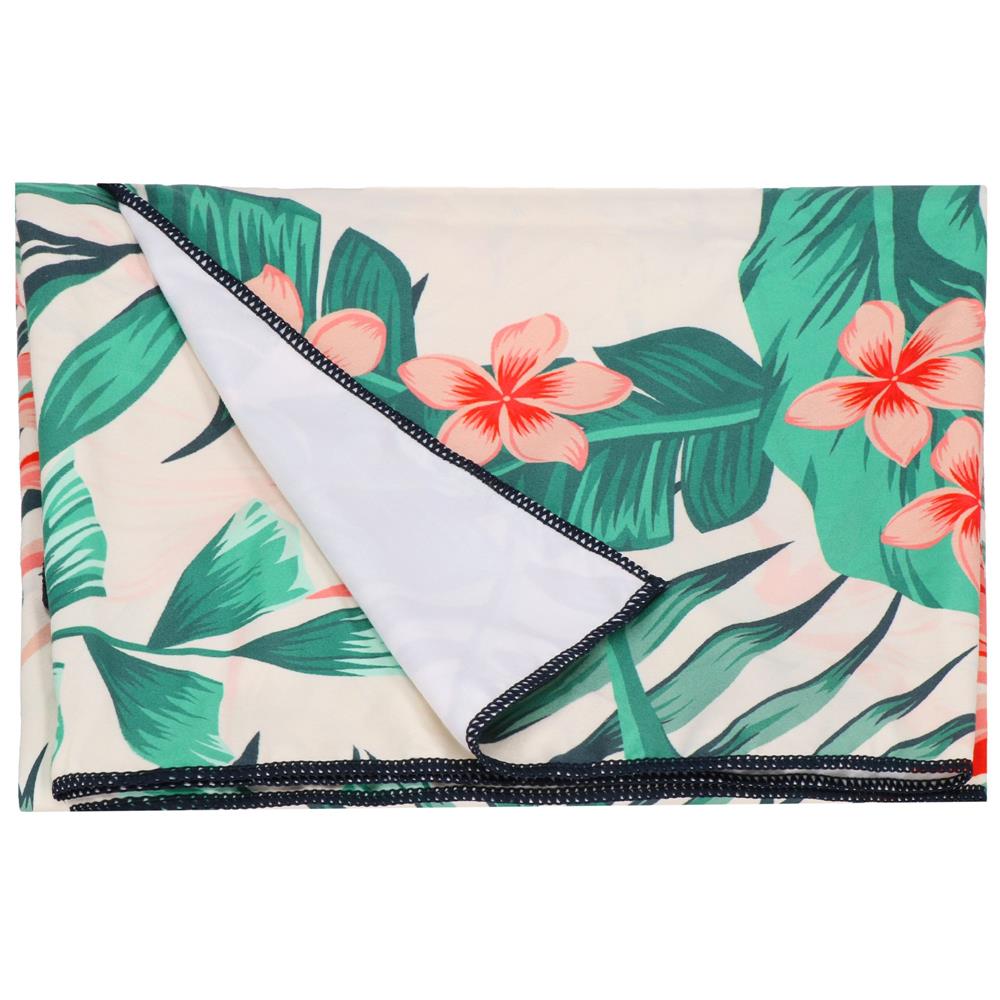 Prosop de plajă din microfibră, uscare rapidă, cu husă, 90x180 cm, floral
