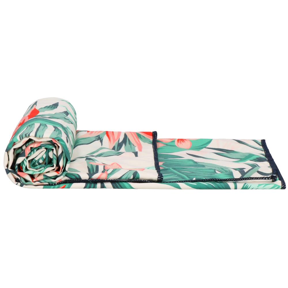 Prosop de plajă din microfibră, uscare rapidă, cu husă, 90x180 cm, floral