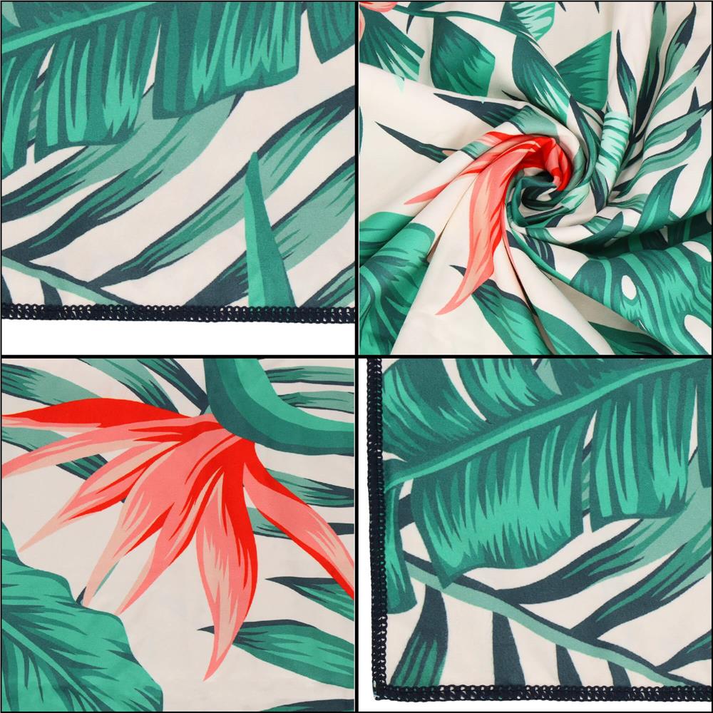 Prosop de plajă din microfibră, uscare rapidă, cu husă, 90x180 cm, floral