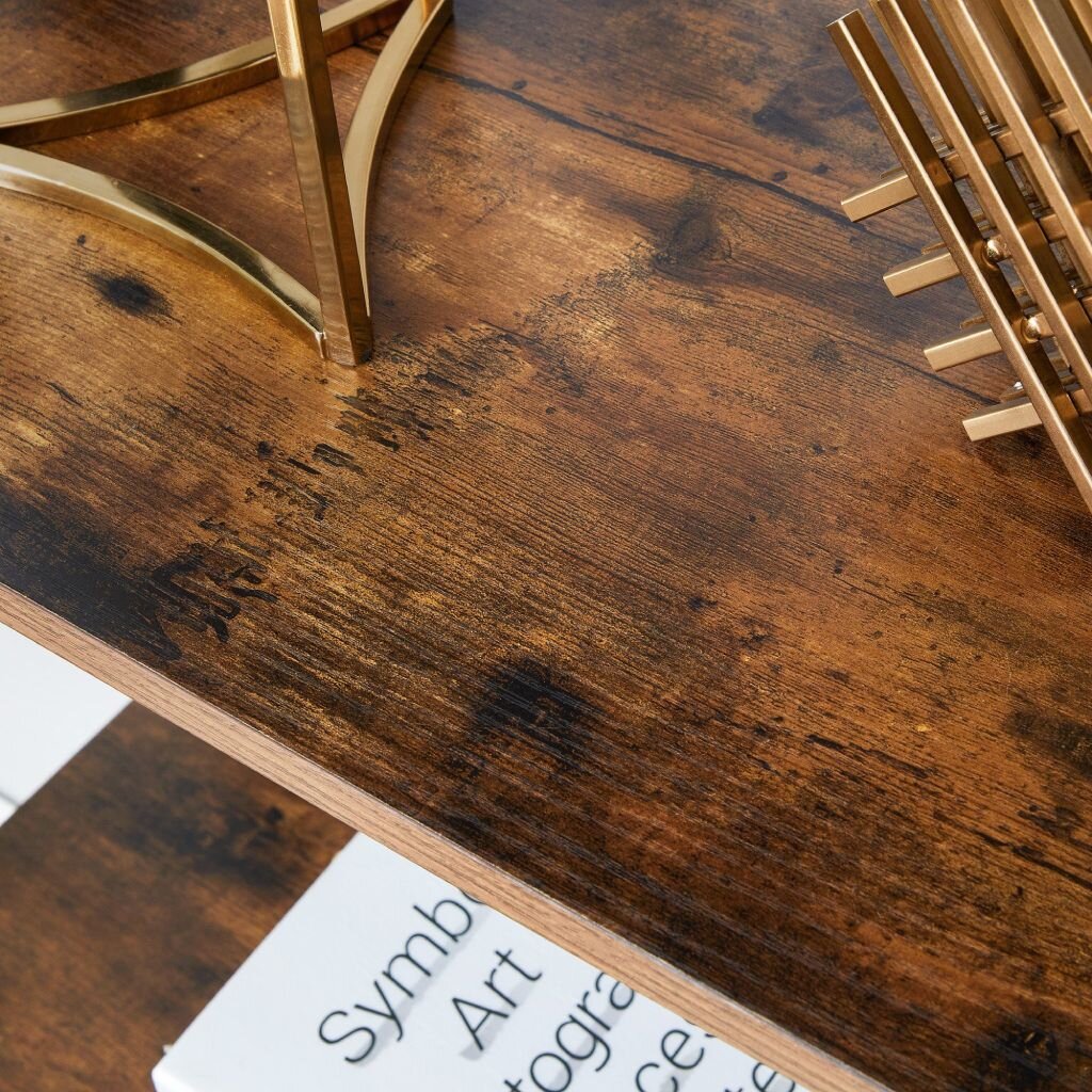 Bibliotecă tip scară VASAGLE cu 4 rafturi, stil industrial, maro rustic