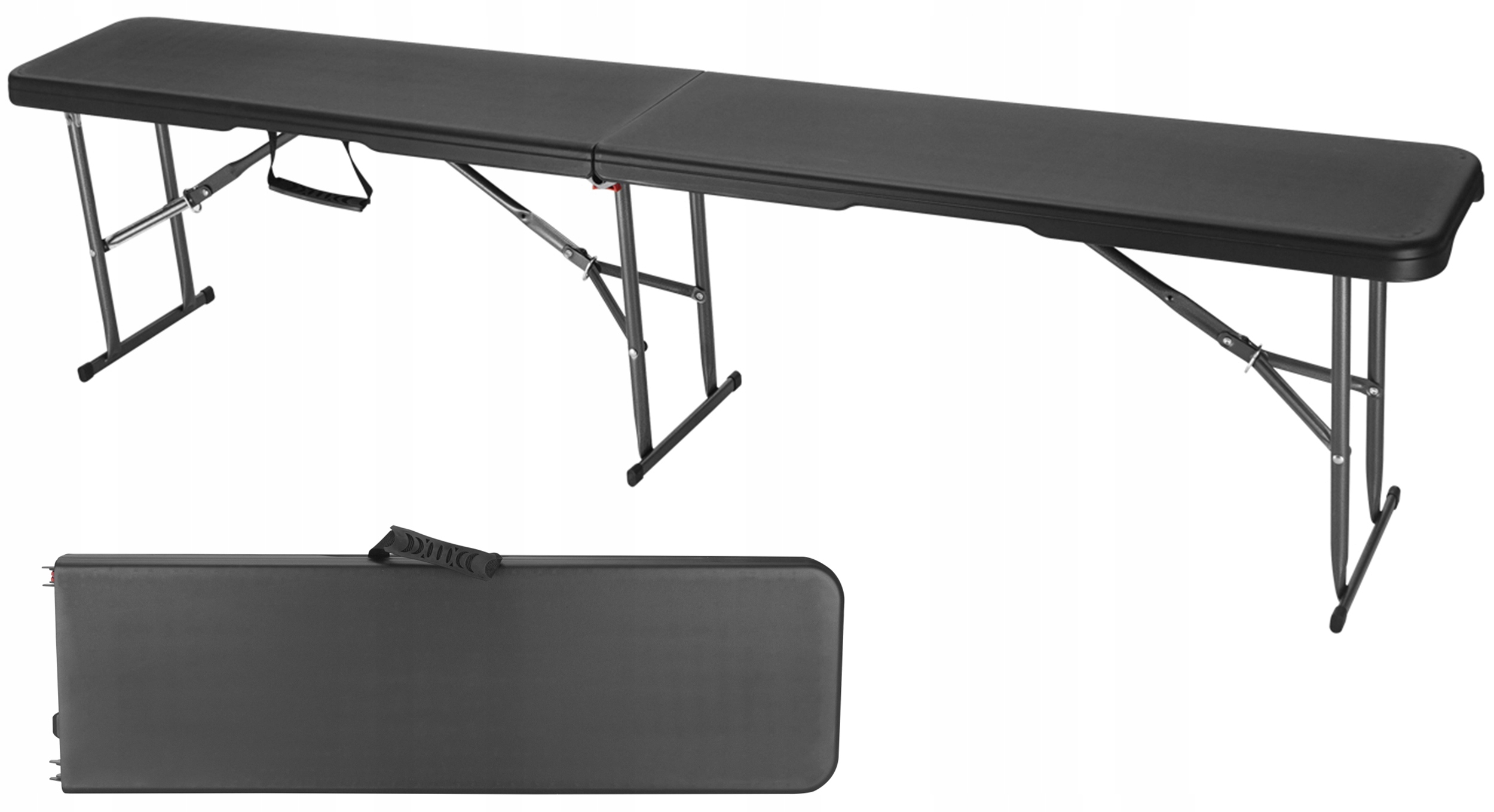 Banca pliabila pentru catering si gradina, HDPE, 180x28x43 cm, neagra