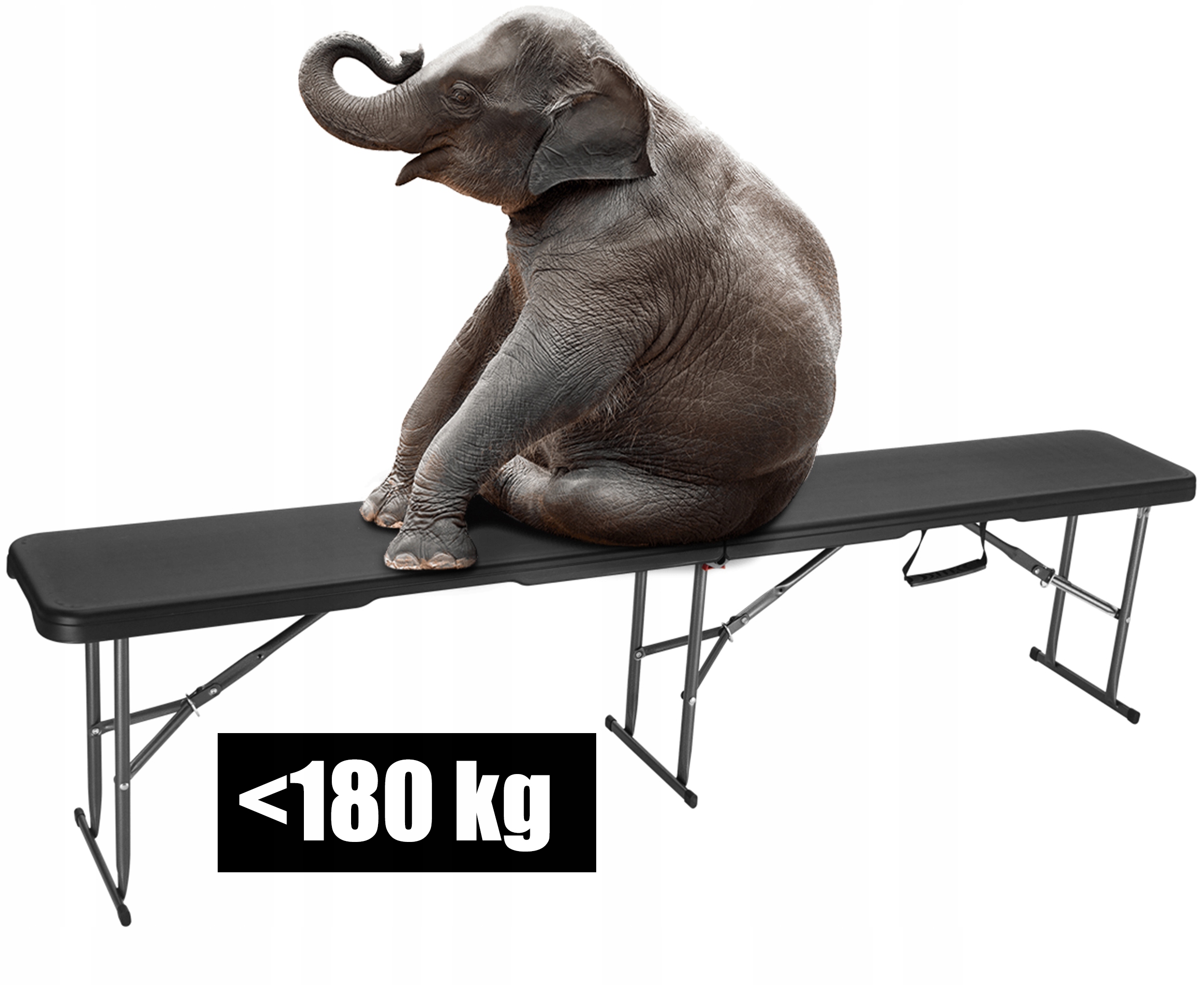 Banca pliabila pentru catering si gradina, HDPE, 180x28x43 cm, neagra