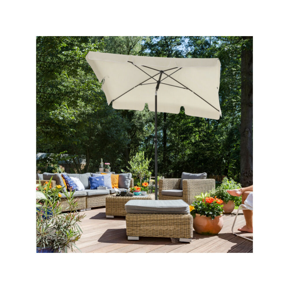 Umbrelă balcon, terasă și plajă Songmics, cu înclinare, UPF 50+, 200x125 cm, bej