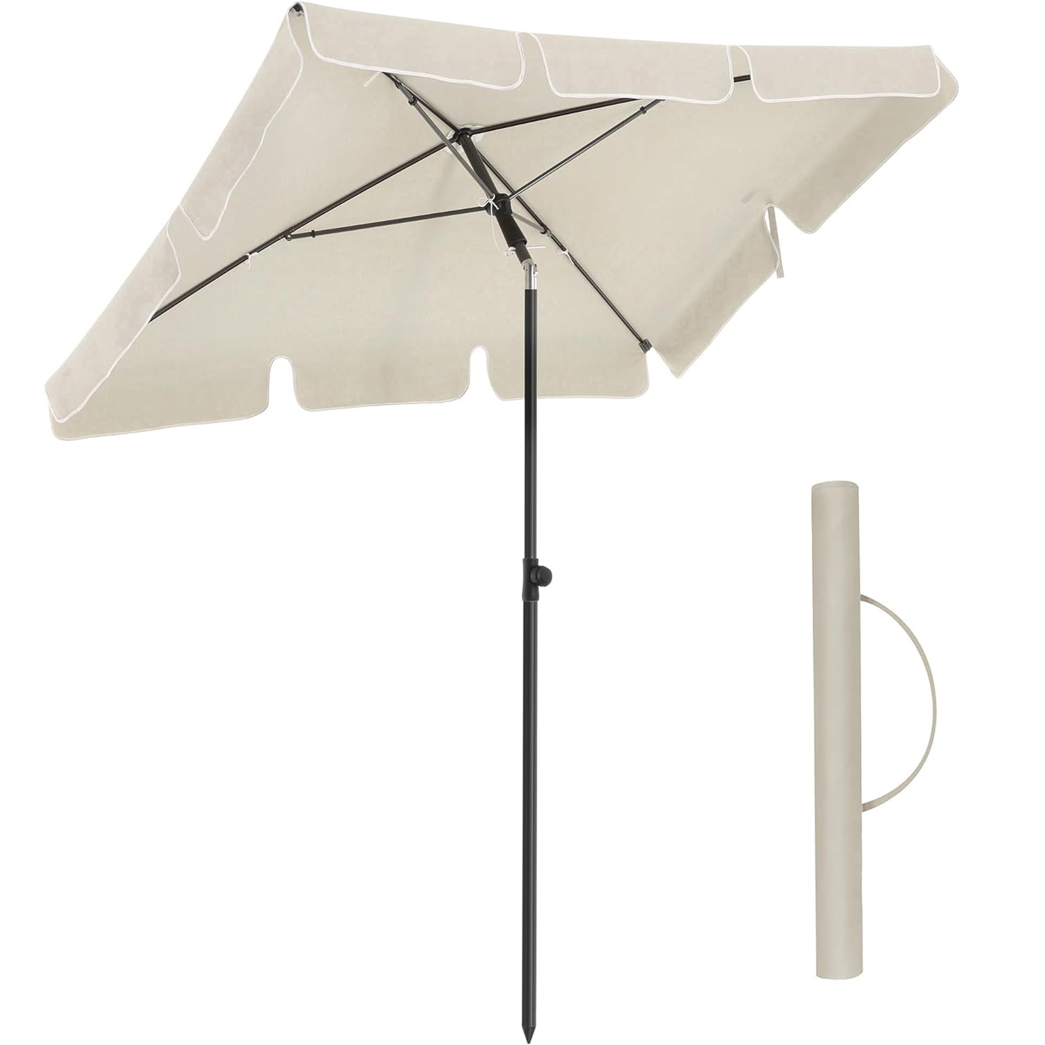 Umbrelă pentru balcon, terasă sau plajă Songmics, înclinabilă, 180x125 cm, bej