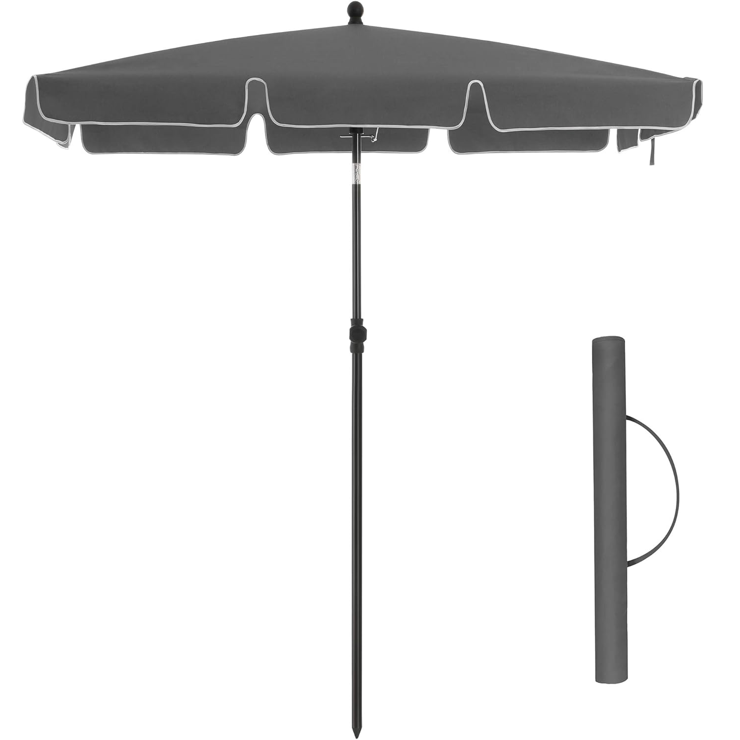 Umbrelă SONGMICS pentru balcon, terasă și plajă, cu înclinare, husă, 200x125 cm, gri