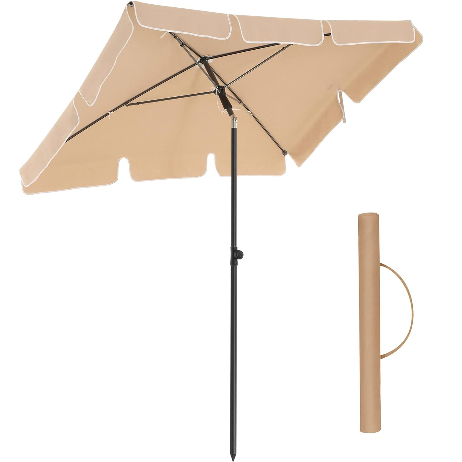 Umbrela dreptunghiulara Songmics pentru balcon, terasa sau plaja, 200x125 cm, taupe