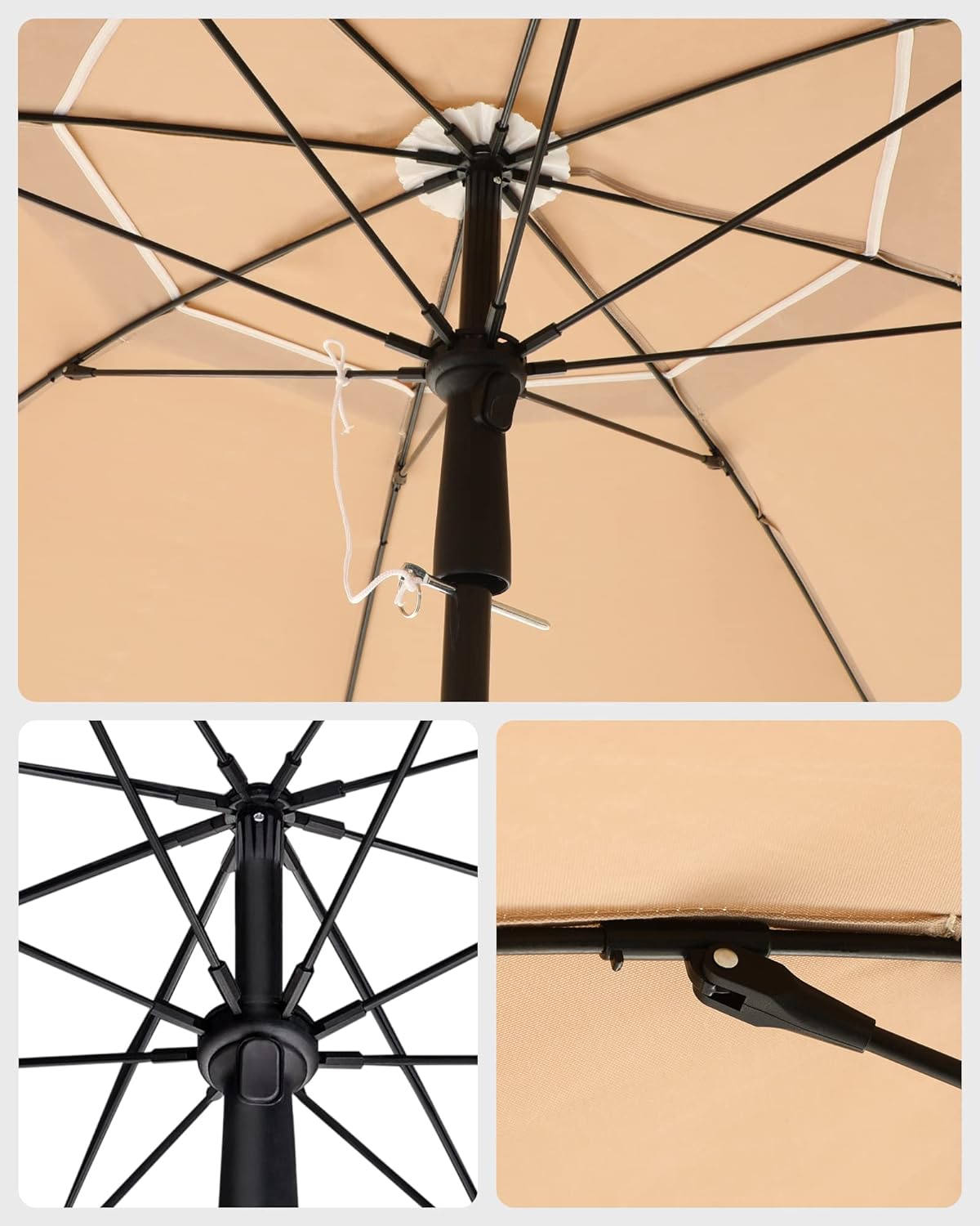 Umbrelă Songmics pentru plajă, terasă sau balcon, 160 cm, cu înclinare, taupe