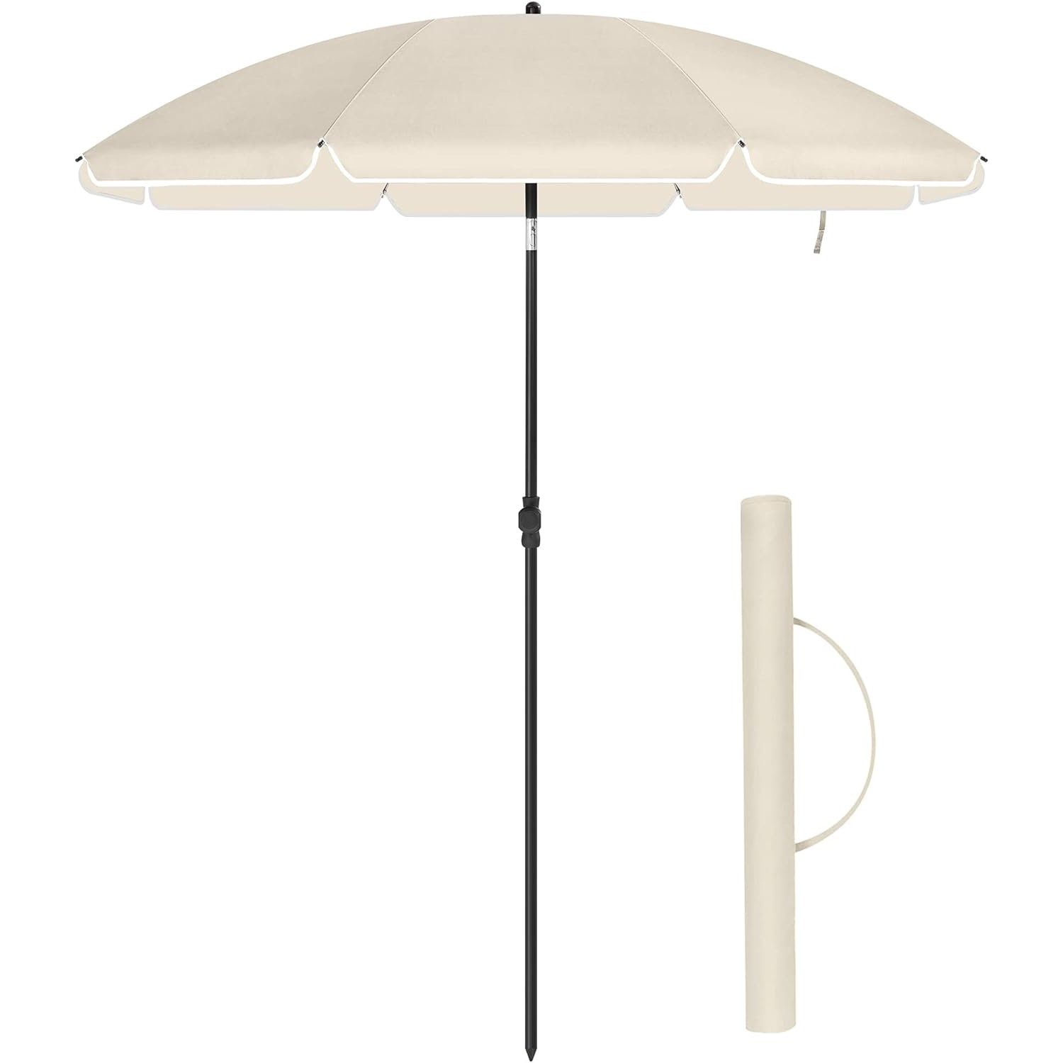 Umbrelă de plajă și terasă Songmics, inclinabilă, 200 cm, bej