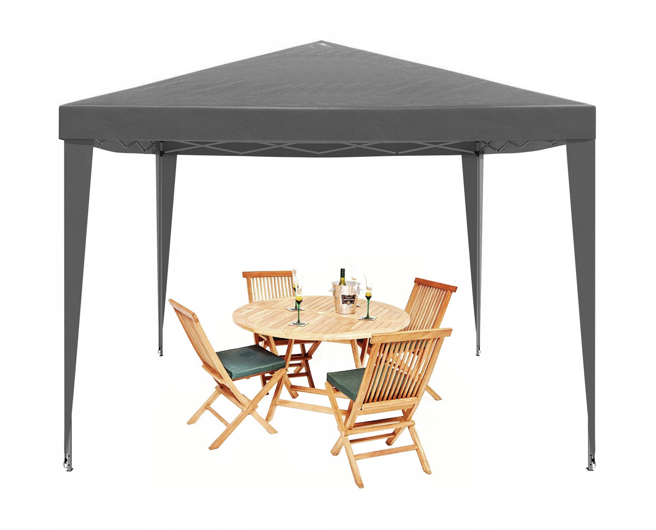 Cort pavilion de gradina pliabil pop-up 3x3 m, impermeabil, cu 4 pereti, gri