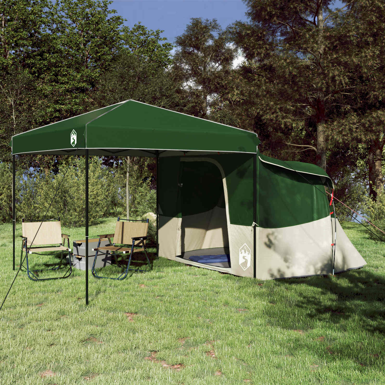 Set Cort pentru Camping 2 pcs Verde Tafetă și Material GartenMobel Dekor