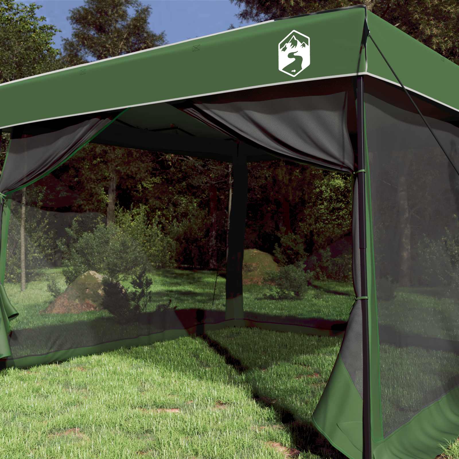 Set Cort pentru Camping 2 pcs Verde Tafetă și Material GartenMobel Dekor