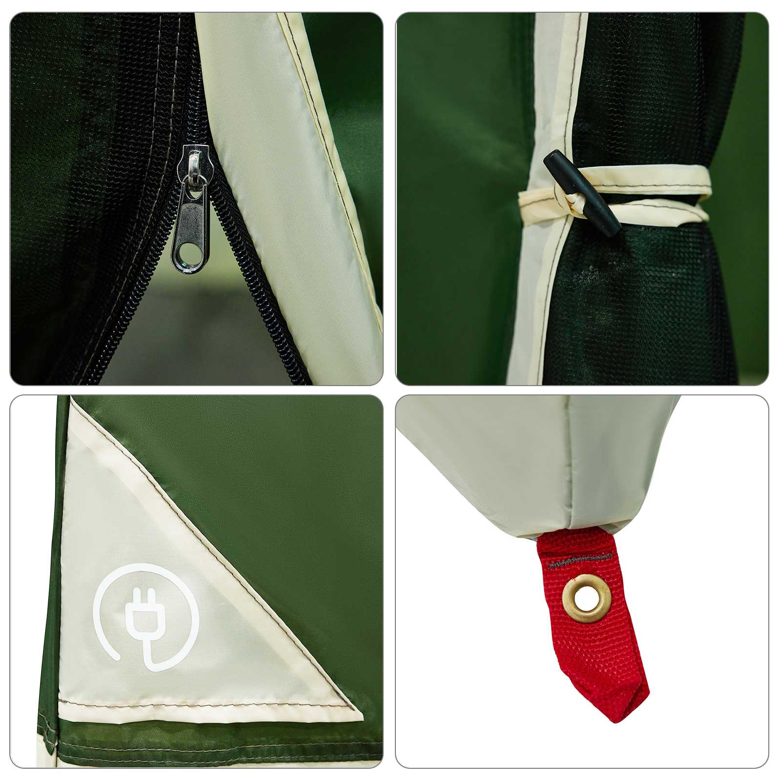 Set Cort pentru Camping 2 pcs Verde Tafetă și Material GartenMobel Dekor