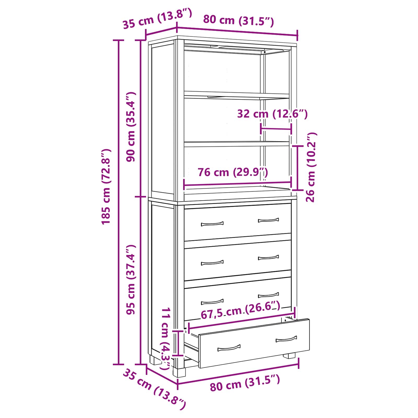 Set de Mobilier pentru Depozitare cu sertar Maro Lemn compozit GartenMobel Dekor